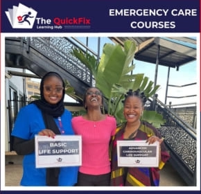 Emergency care course graduates Graduates holding Basic Life Support and Advanced Cardiovascular Life Support certificates